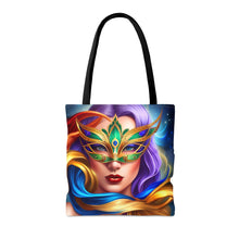 Load image into Gallery viewer, Mardi Gras Ribbon Mask #8 Tote Bag AI Artwork 100% Polyester
