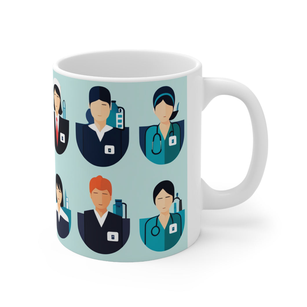 Professional Worker Pink Doctor and Nurse #9 Ceramic 11oz Mug AI-Generated Artwork