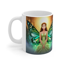 Load image into Gallery viewer, May Emerald Birth Month Colors Fairies &amp; Butterflies #1 Mug 11oz mug AI-Generated Artwork
