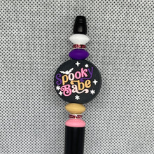 Load image into Gallery viewer, Beadable Pen with &#39;Spooky Babe&#39; text on a textured gray background
