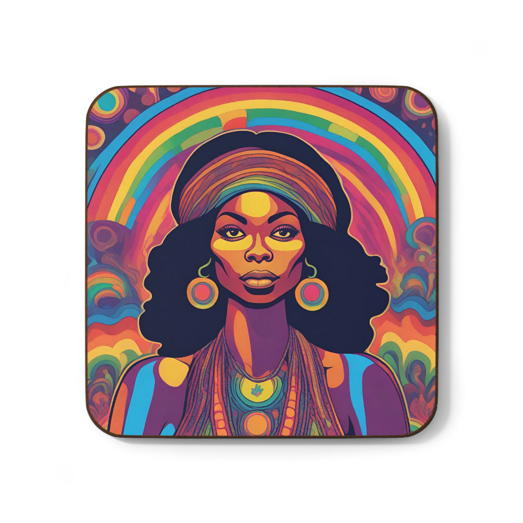 Retro 60's Psychedelic #34 Hardboard Back AI-Enhanced Beverage Coasters