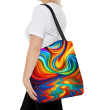 Load image into Gallery viewer, Reflections Tye Dye Swirls and Ripples Tote Bag AI Artwork 100% Polyester #5
