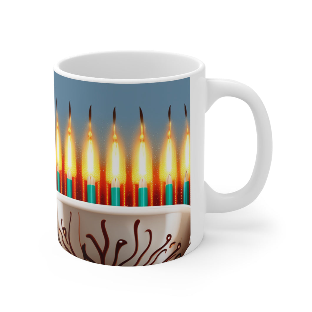 Happy Birthday Candles #9 Ceramic 11oz Mug AI-Generated Artwork