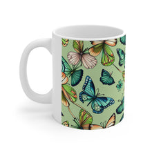 Load image into Gallery viewer, August Peridot Birth Month Colors Fairies &amp; Butterflies #4 Mug 11oz mug AI-Generated Artwork
