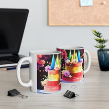 Load image into Gallery viewer, Happy Birthday Rainbow Cake Celebration #27 Ceramic 11oz Mug AI-Generated Artwork
