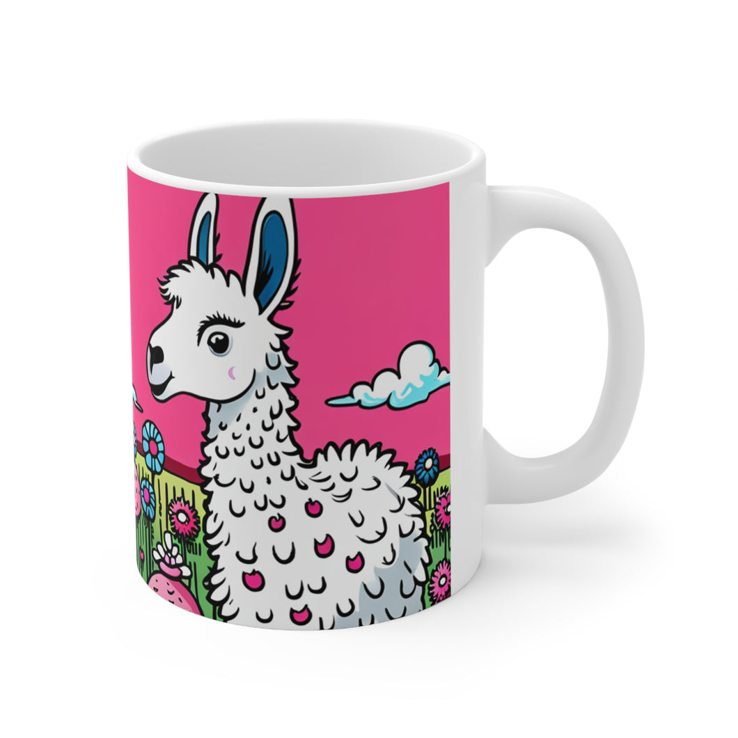 Good Vibes Cute Llama Funny #9 Ceramic 11oz Mug AI-Generated Artwork