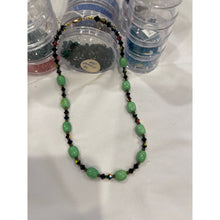 Load image into Gallery viewer, Chinese Turquoise Jet Black AB Crystals - Handcrafted Beaded 18" Necklace
