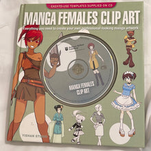 Load image into Gallery viewer, Manga Females Clip Art CD and Book Hardcover DIY Crafts
