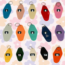 Load image into Gallery viewer, Groovy Peace Inspired Motel Keychains – Retro Charm for Modern Adventures (R1-R10)
