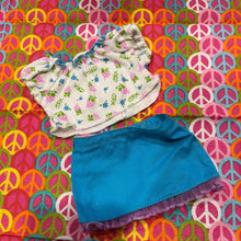 Load image into Gallery viewer, Cabbage patch Kids White CPK Top, Blue Skirt CPK Doll Clothing
