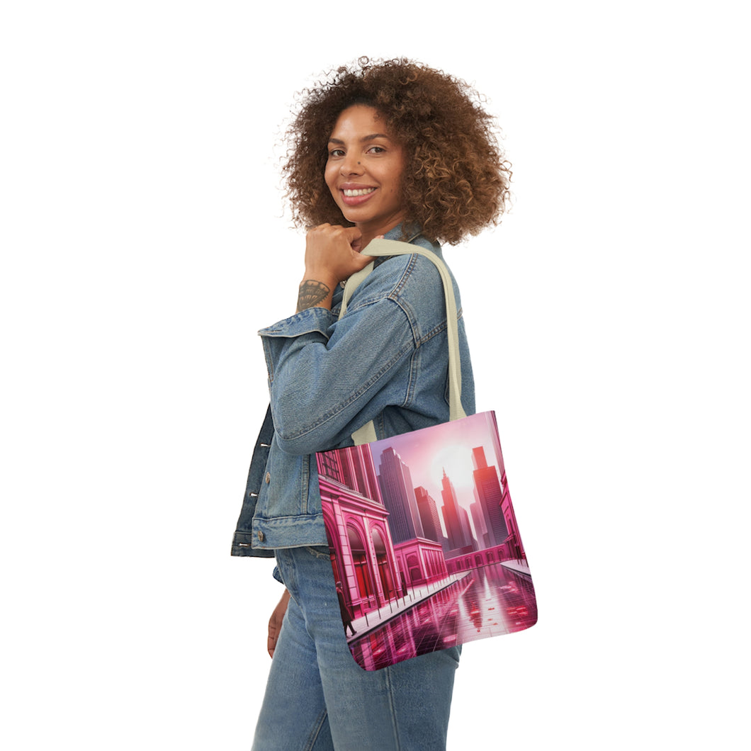 Pink Heart Series #10 Fashion Graphic Print Trendy 100% Polyester Canvas Tote Bag AI Image