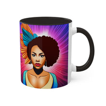 Load image into Gallery viewer, Colors of Africa Pop Art Colorful #16 AI 11oz Black Accent Coffee Mug
