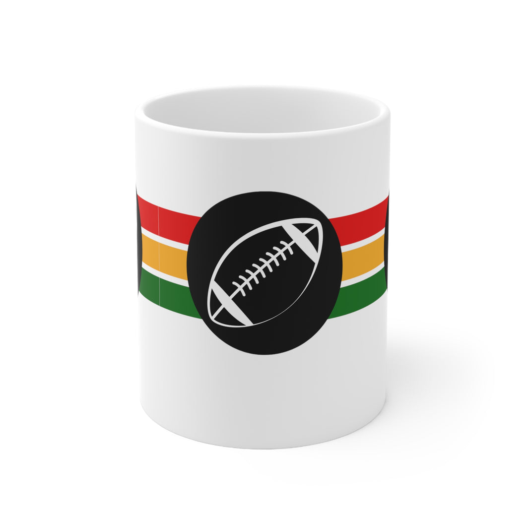 Sports Game No Word Football #2 White 11oz Ceramic Beverage Mug Decorative Art