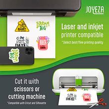 Load image into Gallery viewer, JOYEZA Premium Printable Vinyl Sticker Paper for Inkjet Printer - 25 Sheets Matte White Waterproof, Dries Quickly Vivid Colors, Holds Ink well- Tear Resistant - Inkjet &amp; Laser Printer
