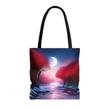 Load image into Gallery viewer, Moonlight Trees Red Skies Series #8 Tote Bag AI Artwork 100% Polyester
