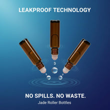 Load image into Gallery viewer, 4 PACK Roller Bottles with Natural Rose Quartz Balls - 10ml Refillable Amber Glass Essential Oil Roll On Kit, Leak-Proof for Travel, Aromatherapy, DIY Perfume &amp; Gifts (10ml Pink Glod Amber Bottles)
