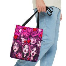 Load image into Gallery viewer, Faces of Love the Pink Heart Series #16 Tote Bag AI Artwork 100% Polyester
