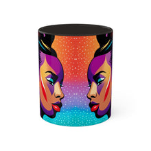 Load image into Gallery viewer, Colors of Africa Pop Art Colorful #9 AI 11oz Black Accent Coffee Mug
