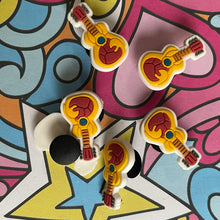 Load image into Gallery viewer, Yellow Guitar - Retro 70s Boho Wish for Peace Groovy Hippie Shoe Charm
