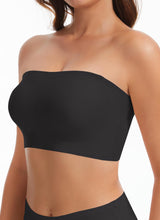 Load image into Gallery viewer, Strapless Bras for Women Push Up Jelly Bandeau Bras No Underwire Seamless Tube Bra Non-Slip with Detachable Straps, Black, XL
