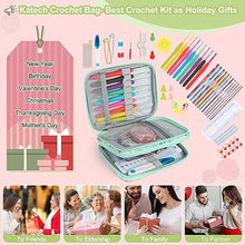 Load image into Gallery viewer, Katech 85 pcs Crochet Hooks Kit Knitting Accessories with Crochet Case, Small Sizes Crochet Hooks for Knitting Lace Yarn, Colorful Ergonomic Crochet Needles Set for Making Sweater, Bag and Hat (Green)
