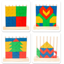 Load image into Gallery viewer, Montessori Wooden Stacking Puzzle Toy Educational Brain Teaser 3 Years Old + Colorful Rainbow Triangle Blocks
