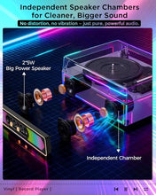 Load image into Gallery viewer, Bluetooth Record Player with RGB Lights, 3-Speed Belt-Drive Turntable with Built-in Stereo Speakers, Bass/Treble Control, Auto Stop, AUX in/Out, RCA Out, Retro Wood Vinyl Player for Home &amp; Gift Use
