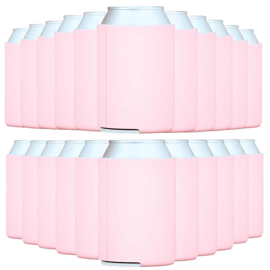 TahoeBay Blank Beer Can Cooler Sleeves (25-Pack) Bulk Sublimation Blanks for Vinyl Plain Collapsible Foam Can Sleeves Coolers for Soda Cans & Bottles Black White Assorted Solid Color (Blush)