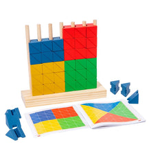 Load image into Gallery viewer, Montessori Wooden Stacking Puzzle Toy Educational Brain Teaser 3 Years Old + Colorful Rainbow Triangle Blocks
