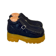 Load image into Gallery viewer, Bratz Boyz Footwear Pair Feet Shoes Navy Blue Side Buckle Yellow Sole
