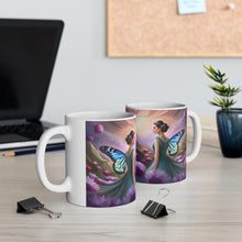 Load image into Gallery viewer, February Amethyst Birth Month Colors Fairies &amp; Butterflies #2 Mug 11oz mug AI-Generated Artwork
