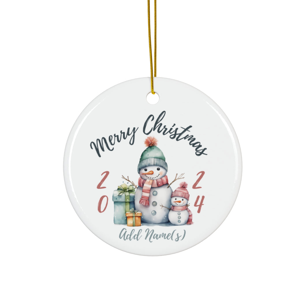 Personalize White Ceramic Ornament Watercolor Snow Girls  3