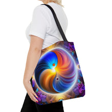 Load image into Gallery viewer, Ying Infinite Beauty Spiral Fusion of Colors #2 Tote Bag AI Artwork 100% Polyester
