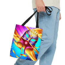 Load image into Gallery viewer, Mardi Gras Ribbon Mask #4 Tote Bag AI Artwork 100% Polyester
