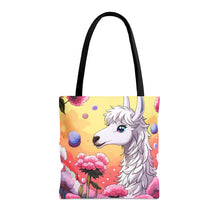 Load image into Gallery viewer, Llama Smells like Cotton Candy #3 Tote Bag AI Artwork 100% Polyester
