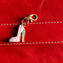 Load image into Gallery viewer, Pink Boujee Enamel High Heels Charms Inlaid Rhinestones Mobile Accessory
