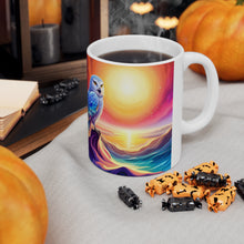 Load image into Gallery viewer, Beautiful Owl Standing in a Sea of Colors #8 Mug 11oz mug AI-Generated Artwork
