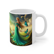 Load image into Gallery viewer, May Emerald Birth Month Colors Fairies &amp; Butterflies #3 Mug 11oz mug AI-Generated Artwork
