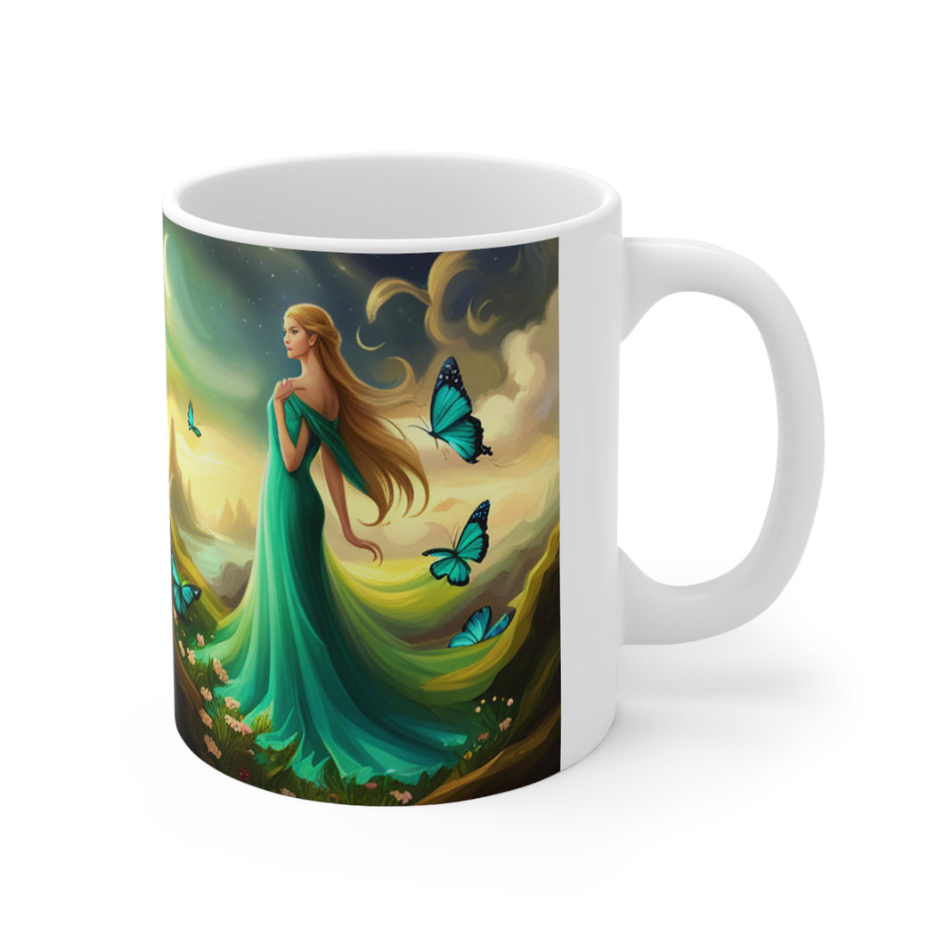 May Emerald Birth Month Colors Fairies & Butterflies #3 Mug 11oz mug AI-Generated Artwork