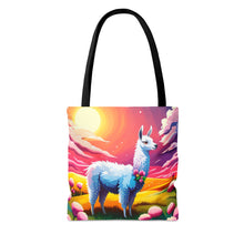 Load image into Gallery viewer, Llama Setting Sun #4 Tote Bag AI Artwork 100% Polyester
