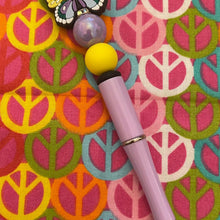 Load image into Gallery viewer, Purple and yellow butterfly beaded Custom Handmade Beaded Pen
