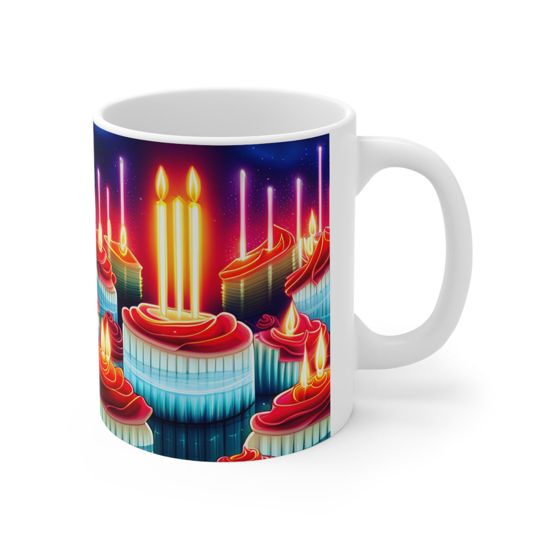 Happy Birthday Candles #18 Ceramic 11oz Mug AI-Generated Artwork