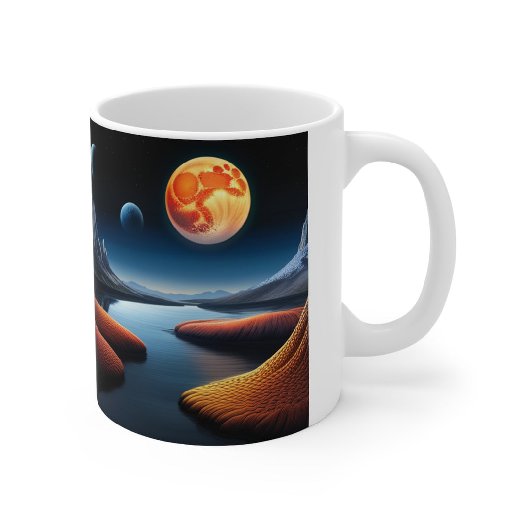 Lunar Moon Scene Toadstools and Lillies #4 Mug 11oz mug AI-Generated Artwork