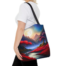 Load image into Gallery viewer, Moon Light Red Skies Series #3 Tote Bag AI Artwork 100% Polyester
