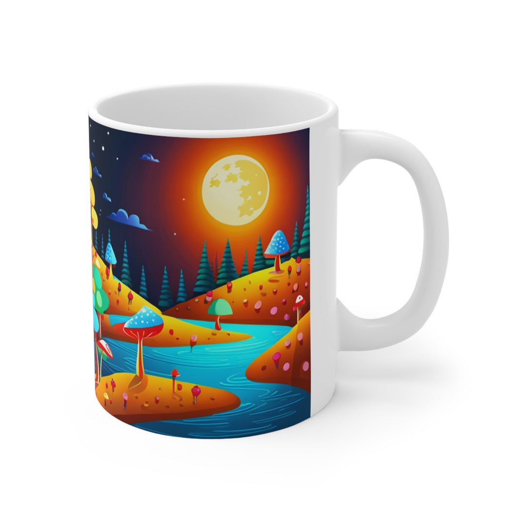 Lunar Moon Mushroom Planet Fantasy Art #2 Ceramic Mug 11oz