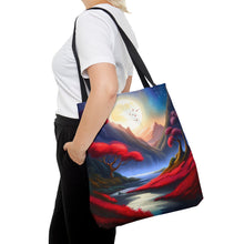 Load image into Gallery viewer, Moon Light Red Skies Series #3 Tote Bag AI Artwork 100% Polyester
