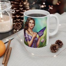 Load image into Gallery viewer, February Amethyst Birth Month Colors Fairies &amp; Butterflies #1 Mug 11oz mug AI-Generated Artwork
