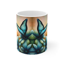 Load image into Gallery viewer, March Aquamarine Birth Month Colors Fairies &amp; Butterflies #2 Mug 11oz mug AI-Generated Artwork
