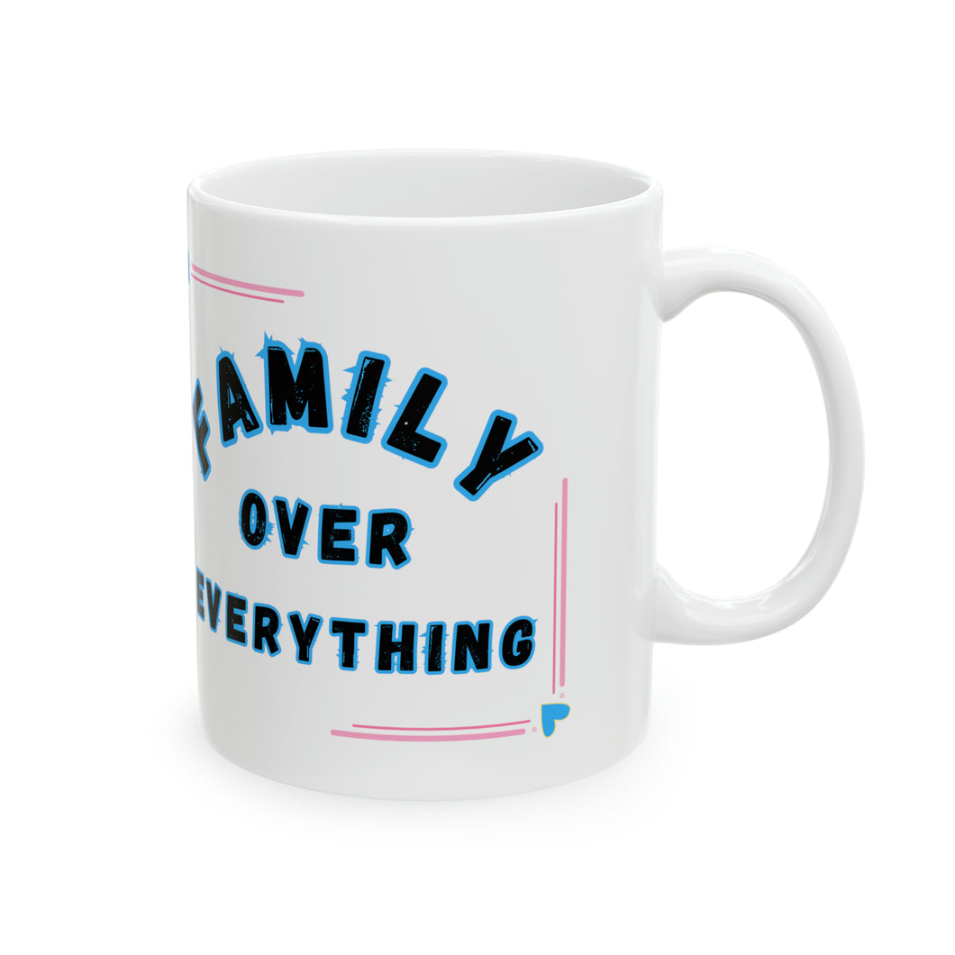 Family Over Everything Blue Frame 11oz Ceramic Mug AI Design Tableware