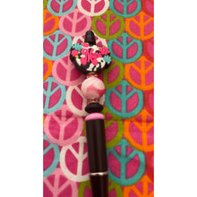 Load image into Gallery viewer, Pink and black mama beaded Custom Handmade Beaded Pen
